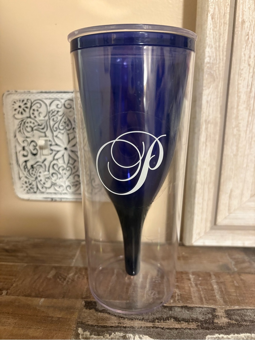 P monogram initial wine glass tumbler cup